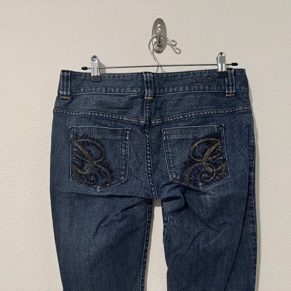 Guess Daredevil Bootcut Jeans Low Rise Embroidered Stones Sz 29 (31x32) - Picture 7 of 13
